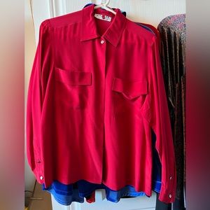 100% silk red blouse